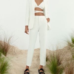 Zara Satin Effect Waist Tuxedo Pants